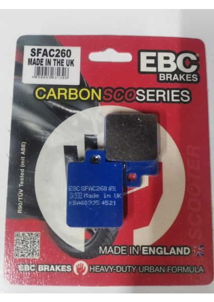 SFAC260 2019-2024 Sym Jet 14 200I Abs Uyumlu Arka Fren Balatası Karbon Balata