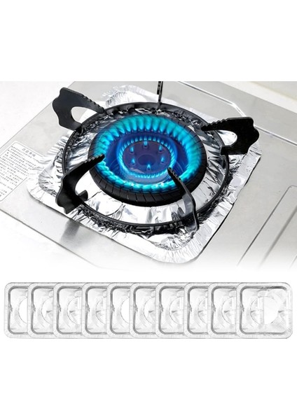 Ocak Yağ Geçirmez Folyo Ped, Yeniden Kullanılabilir Dayanıklı Temiz Hijyenik Mutfak Için (22 cm x 22 Cm) (10 Adet - Kare)