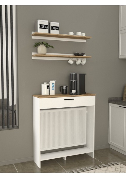 Solana Petek Üstü Kahve Köşesi Dresuar Çok Amaçlı Raf - 90 cm modelleri