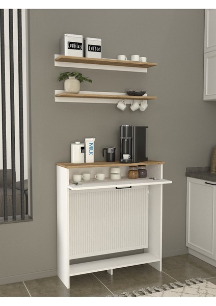 Solana Petek Üstü Kahve Köşesi Dresuar Çok Amaçlı Raf - 90 cm fırsatları
