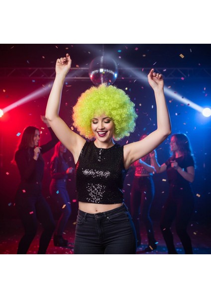 Animasyon Parti ve Palyaço Peruğu - Neon Yeşil