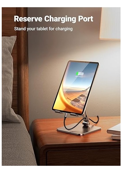 Tablet Standı Alüminyum Ayarlanabilir Tablet Tutacağı iPad ile Uyumlu Galaxy Tab (Antrasit) fırsatları