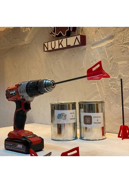 Matkap Karıştırıcı Uç – Epoxy Reçine Karıştırma Ucu, Boya, Taş Tozu ve Alçı Için Mikser Ucu - Küçük Epoksi Için Yeniden Kullanılabilir Boya Karıştırma Ucu - Şarzlı Matkap Mixer Ucu. 1-2 Litre
