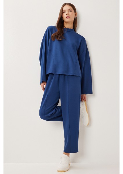 Yarasa Kollu Nervürlü Modal Üst-Alt Takım LDM0009 Lacivert fiyatları