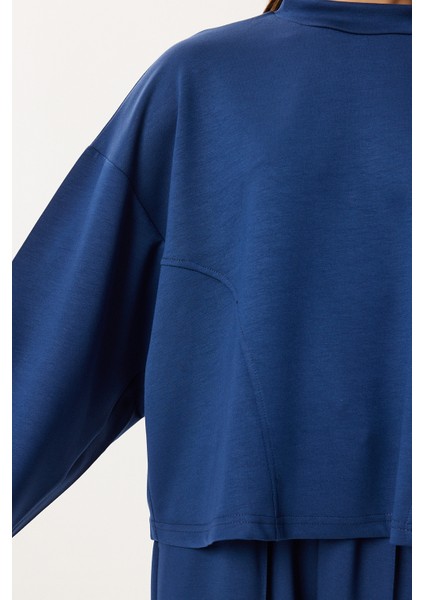 Yarasa Kollu Nervürlü Modal Üst-Alt Takım LDM0009 Lacivert modelleri