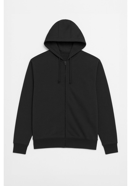 Erkek Fermuarlı Kapüşonlu Içi Polarlı Antrasit Sweatshirt