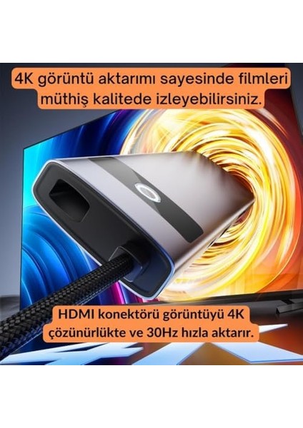 Multiport Pd 100W 8in1 Type-C To Dönüştürücü Hub Type-C To HDMI4K@30Hz Usb3.0 Sd/tf modelleri