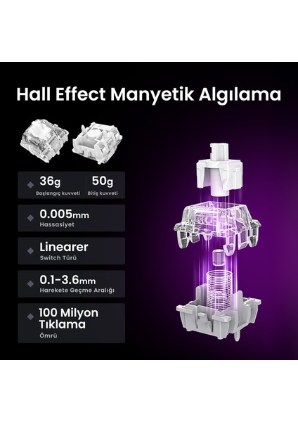 Mercury V75 Hall Effect, Rapid Trigger 8.000 Hz Kablolu Manyetik Klavye + Xpro 32.000 Dpı Rgb Kablosuz Mouse Oyuncu Seti, Gri modelleri