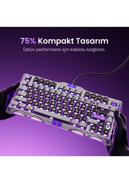 Mercury V75 Hall Effect, Rapid Trigger 8.000 Hz Kablolu Manyetik Klavye + Xpro 32.000 Dpı Rgb Kablosuz Mouse Oyuncu Seti, Gri indirimleri