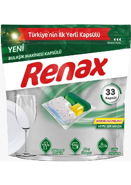 4 Adet Renax Bulaşık Makinası Tableti Hepsi Bir Arada 33'lü fiyatları