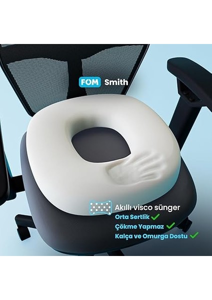 'uykumu Kaliteli Aldım' Fom Smith Visco Hemoroid Basur Oturma Simidi Yastık, Ortopedik, 44 x 43 x 8, Açık , Fom 'uykumu Kaliteli Aldım', Açık Mavi fırsatları