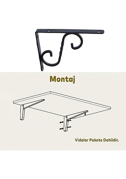 Raf Altı Raf Tutucu Ayak Ferforje Siyah 150X110 mm 2 Adet modelleri
