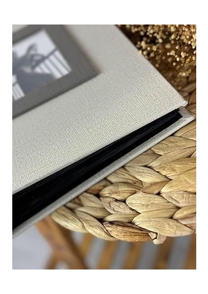 15X21CM 100 Fotoğraf Kapasiteli Lüks Çerçeveli Koton Fotoğraf Albümü Krem modelleri