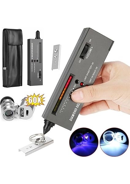 Elmas Test Cihazı Isı Iletkeni Artı Büyüteç Seti/tanımlayıcı Sertlik Test Cihazı Seti LED Göstergesi Elmasların ve Yeşimlerin Orijinalliğini Belirlemek Için Kullanılan Hassas Aletler indirimleri