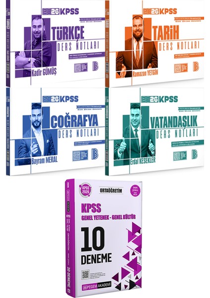 2026 Kpss Türkçe Tarih Coğrafya Vatandaşlık Ders Notları - 2026 Kpss Ortaöğretim Çözümlü 10 Deneme