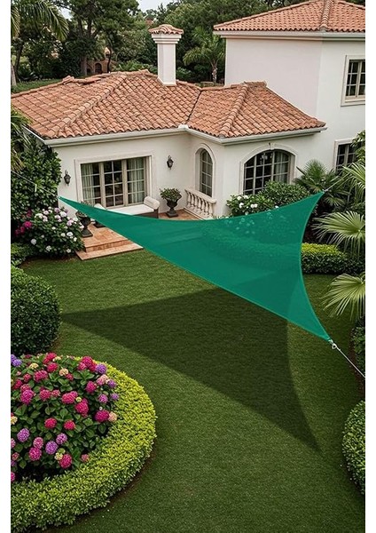 Model Jüt Üçgen Gölgelik Tente - 4m x 4m x 5.5m | 180GR/M² File Kumaş |%95 Uv Koruma | Bahçe, Teras, Balkon Gölgelik | Estetik Yarasa Tipi Tasarım | (Krem, Yeşil, Gri, Mavi, Turuncu) (Yeşil) fiyatları