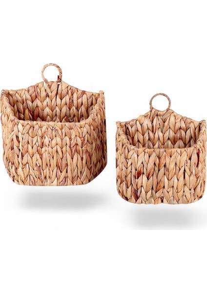 Dekoratif Hasır Dikdörtgen Duvar Sepet Saksılık 2'li Set - Hasır Duvar Için Sepet Saksı, Duvara Asılan Hasır Sepet Saksı Seti 2'li modelleri
