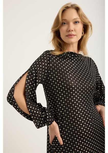 Yaldızlı Mini Kare Desenli Elbise fırsatları