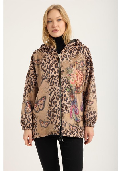 Fermuarlı Leopar+Kelebek+Rüya Kapanı Ceket
