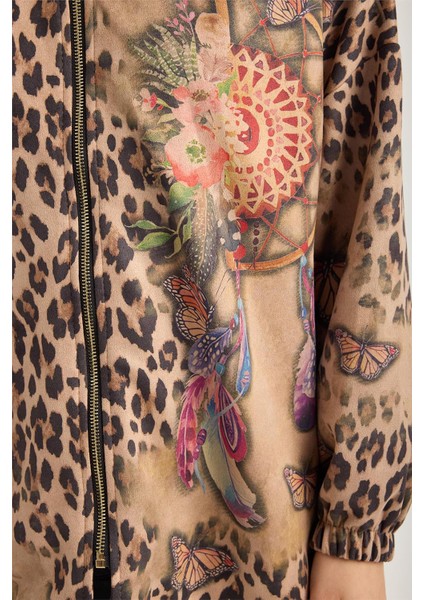 Fermuarlı Leopar+Kelebek+Rüya Kapanı Ceket fırsatları