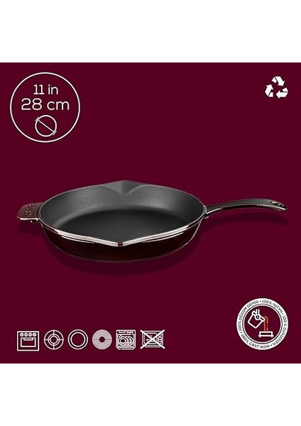 Metal Premium Serisi - Döküm Kızartma Tavası, Yuvarlak, 28 Cm, Majolik Mor fırsatları