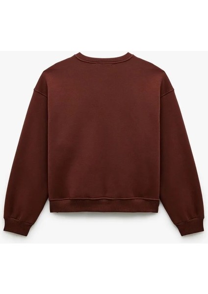 Ayıcık Nakışlı Şardonlu Kadın Oversize Sweatshirt 6WAL10241IK fiyatları