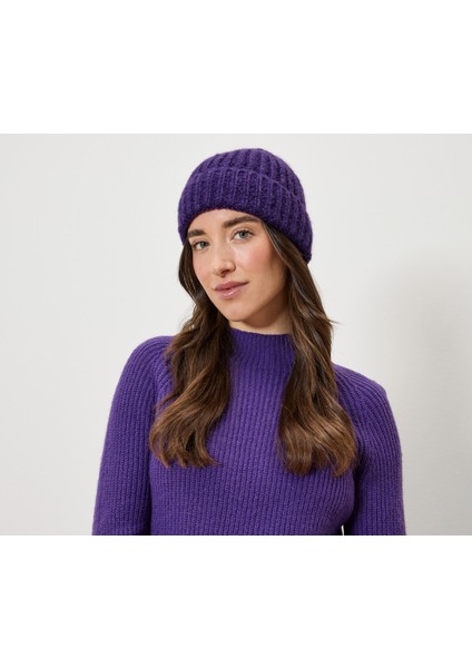 Kadın Örgü Bere, Lila