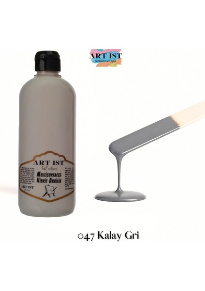 Multisurfaces Hibrit Akrilik Boyalar 500ML - 047 Kalay Gri