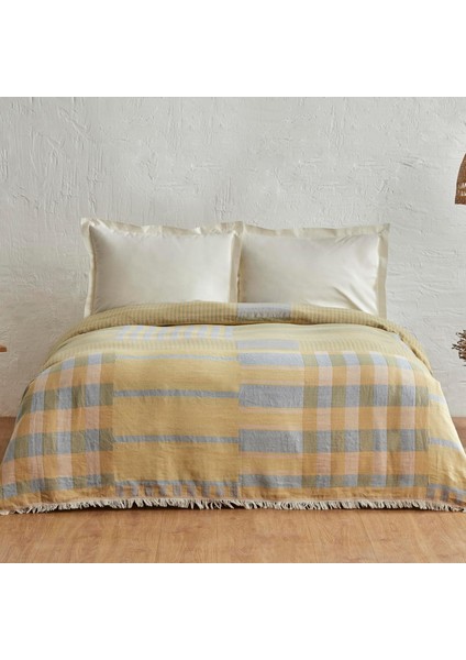 %100 Pamuk Çift Kişilik Müslin Pike Mavi