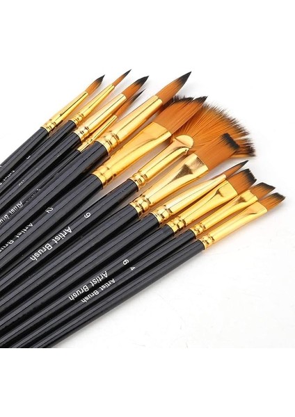 12 Parça Boya Fırçası Seti, Çocuklar, Yetişkinler, Yeni Başlayanlar ve Profesyonel Için Akrilik, Yağlı, Suluboya ve Guaj Boyama