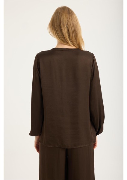 V Yaka Kolucu Lastikli Bluz indirimleri