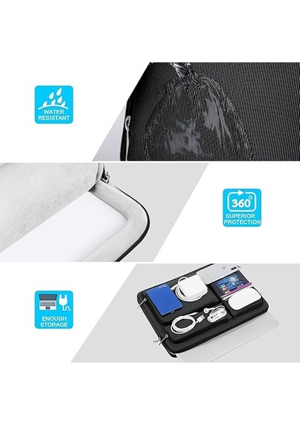 360° Laptop Kılıfı Çantası Bilgisayar Için 15 Inç New MacBook Air M4 A3241 2025/M3 A3114/M2 A2941 2024-2023, 15 Inç MacBook Pro A1990 A1707, Dell Xps 15 Plus 2022-2020 Aksesuar Cebi Ile, Siyah fiyatları