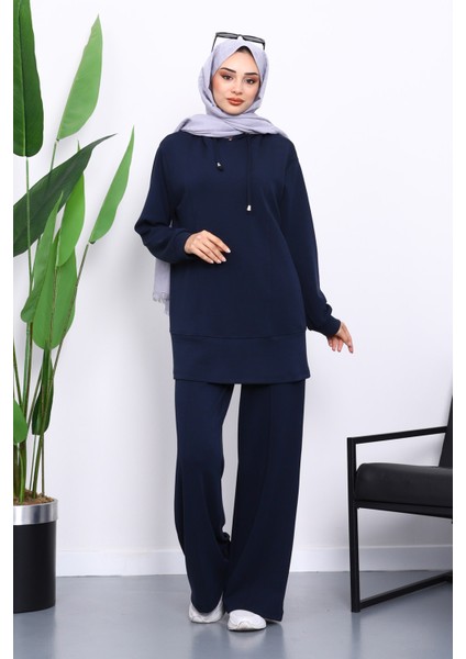 Lacivert Kapşonlu Tunik Pantolonlu Takım