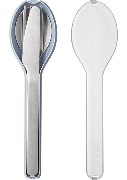 - 3 Parçalı Ellipse Çatal Bıçak Takımı - Yolculuk Için Seyahat Kılıflı Set - Bıçak, Çatal ve Kaşık - Paslanmaz Çelik - Nordic Blue