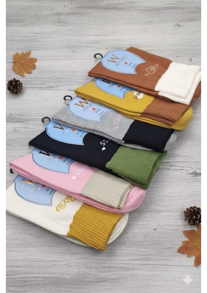 Pamuk Dikişsiz Yazılı Renkli Çoraplar 6 Li Paket fiyatları