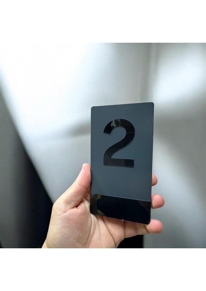 Dikey Lazer Metal -Siyah Pleksi Apartman Site -Daire Otel Ofis - Kapı Numarası - No 2 Iki