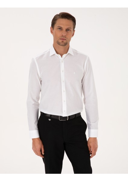 Erkek Beyaz Slim Fit Uzun Kollu Gömlek 50304594-VR013