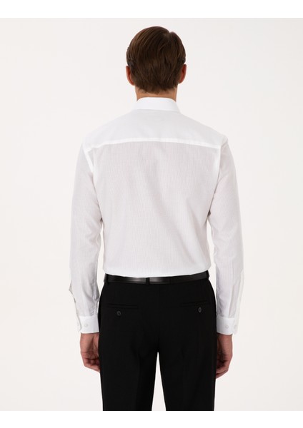 Erkek Beyaz Slim Fit Uzun Kollu Gömlek 50304594-VR013 indirimleri