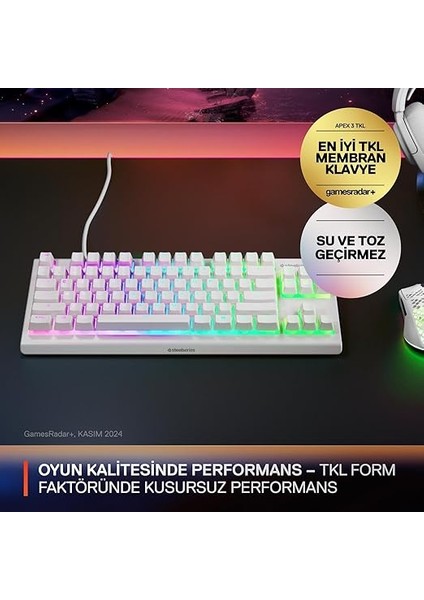 Apex 3 Tkl Rgb Suya ve Toza Dayanıklı Türkçe Gaming Klavye – Beyaz fiyatları