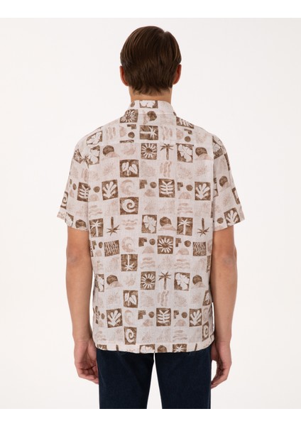 Erkek Kahverengi Comfort Fit Kısa Kollu Gömlek 50301507-VR197 indirimleri