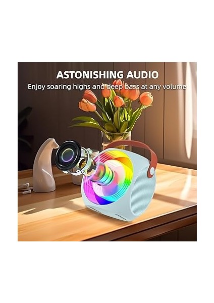 Karaoke Kablolu Mikrofon ve Hoparlör Seti 2 Mikrofon Renkli Işıklar El Mikrofonu Karaoke Hoparlör Doğum Günü Partisi Masaüstü Ev Ktv Seti Mavi fiyatları