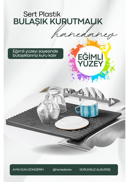 Tezgah Üstü Bulaşık Kurutmalığı Özel Eğimli Dizayn Bulaşıklık Sert Sağlam 40 x 32,5 cm 10145