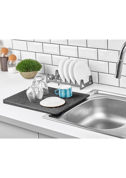 Tezgah Üstü Bulaşık Kurutmalığı Özel Eğimli Dizayn Bulaşıklık Sert Sağlam 40 x 32,5 cm 10145