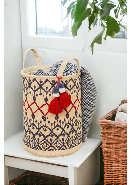 Kilim Desenli Sepet-Kirli Çamaşır Sepeti-Oyuncak Sepeti Saklama Organizer 37X30 cm modelleri