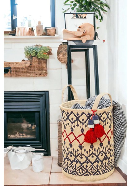 Kilim Desenli Sepet-Kirli Çamaşır Sepeti-Oyuncak Sepeti Saklama Organizer 37X30 cm fırsatları