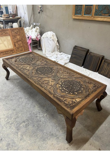 Ahşap Oyma Lükens Ayak Orta Sehpa