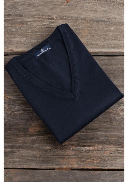 V Yaka Battal (Büyük Boy) Yünlü Kolsuz Triko Süveter