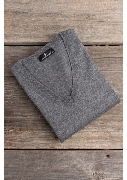 V Yaka Battal (Büyük Boy) Yünlü Kolsuz Triko Süveter