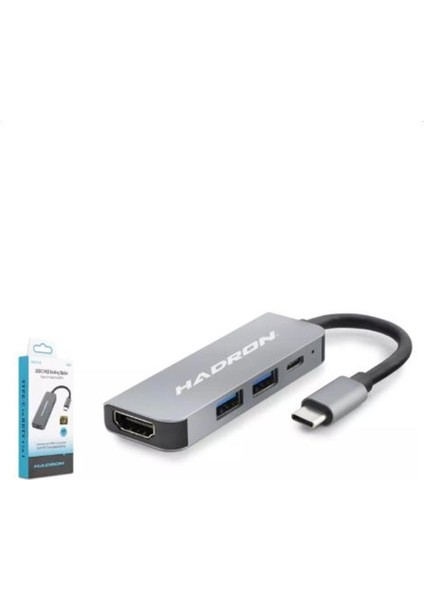 Hadron HDX7840 Type-C To Hub Hdtv HDMI 4K 30Hz + Type-C + 2-Usb3.0 4ın1 Gri