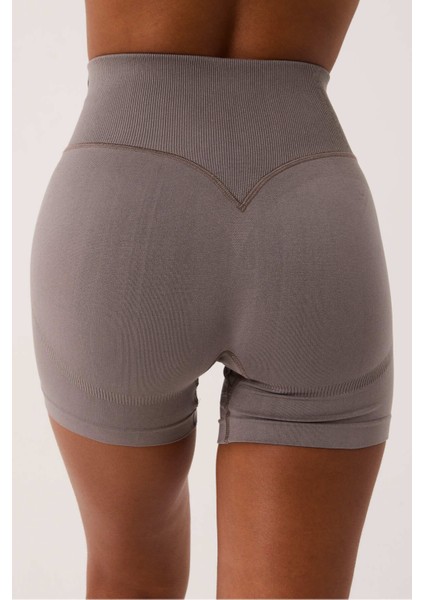 Aura Spor Şort Yüksek Bel Esnek Şekillendirici ve Toparlayıcı Seamless Tayt Kısa Şort